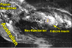 Bildquelle: NOAA (National Oceanic and Atmospheric Administrations) - http://aviationweather.gov/obs/sat/intl/ - Heftige Gewitter führten auf den Fidschi-Inseln zu Überschwemmungen und Erdrutschen.